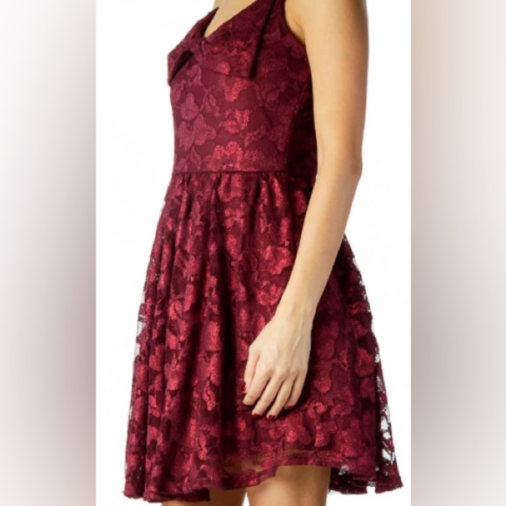 🛍️3/$10 Maroon Red Lace Cocktail Dress with Bow